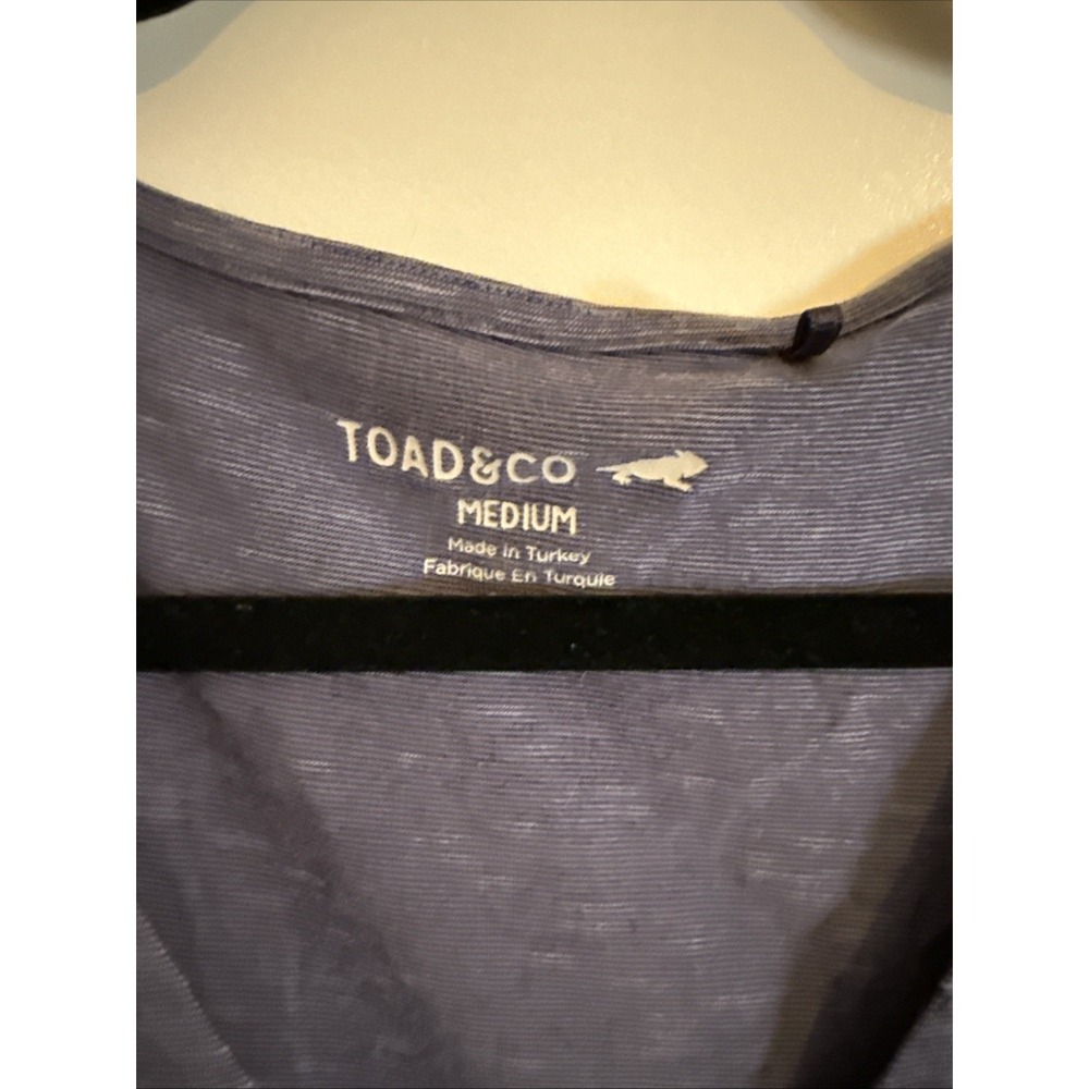 Toad&Co Cue Wrap Short Sleeve Organic Cotton Dress Blue Pattern Medium - Picture 2 of 5
